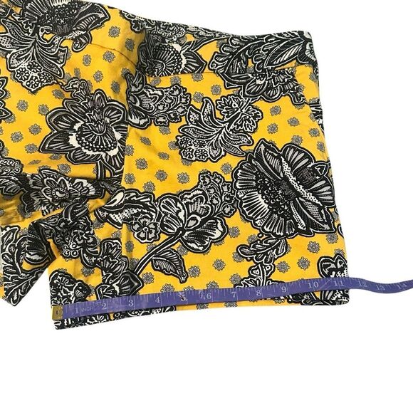 Express Yellow Paisley Floral Print Side Zip Shorts - Size 8 - Picture 10 of 11